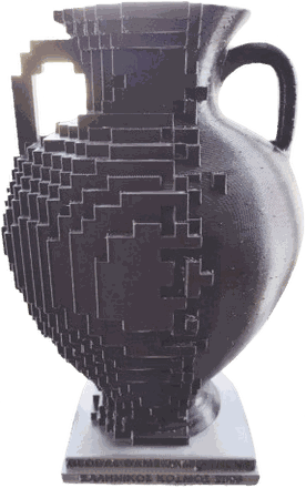 First place trophy, a half voxelised amphora