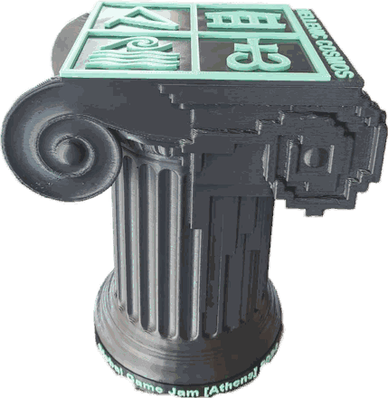 First place trophy, a half voxelised Ionic column